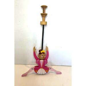 Wooden Ballerina Push Puppet Collapsing Dancing Toy Figure Handpainted Pink